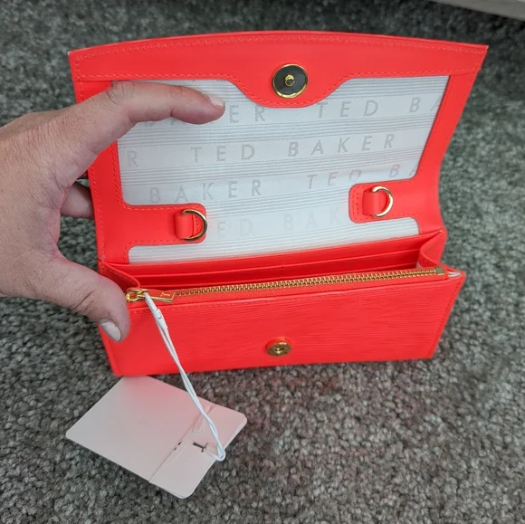 Ted Baker Bow Detail Crossbody Matinee Purse Neon Orange NEW WITH TAGS - Picture 5 of 9